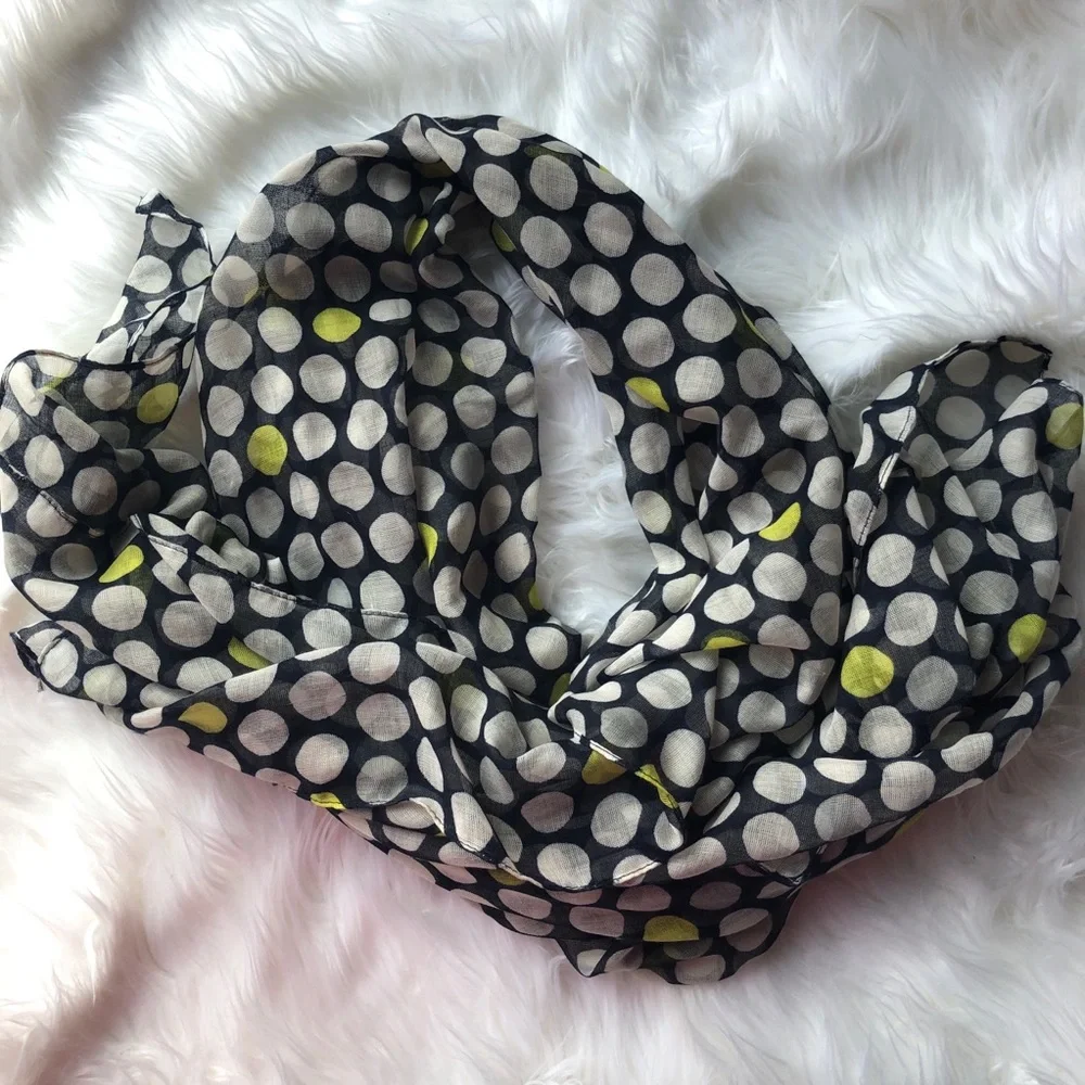 Merona polka dot scarf NWT Navy blue white yellow